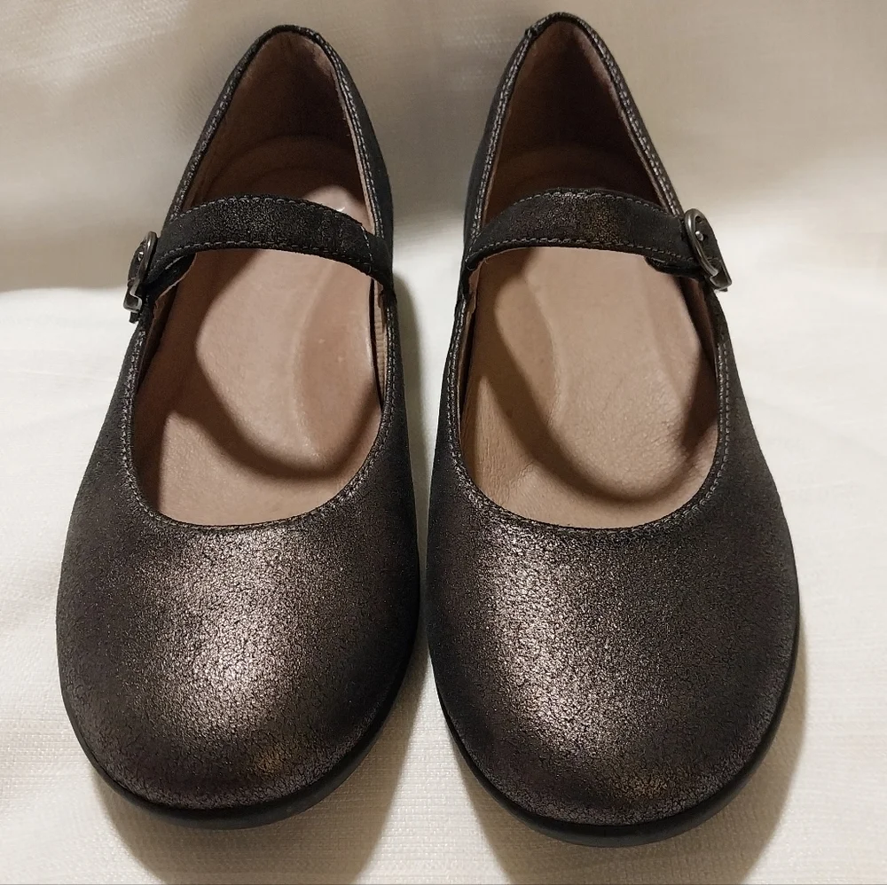 Dansko Kaelyn Graphite Shimmer Mary Jane Flats